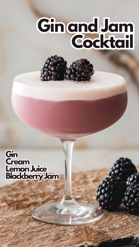 Gin and Jam Cocktail Gin And Jam Cocktail, Sweet Gin Cocktails, Jam Cocktails, Winter Gin Cocktails, Gin Mixed Drinks, Lemon Margarita, Blackberry Cocktail, Easy Gin Cocktails, Alcholic Drinks