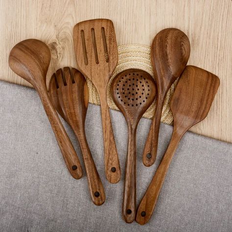 Bambloom 6-Piece Assorted Kitchen Utensil Set Best Cooking Utensils, Ricers, Wooden Tableware, Kitchen Spatula, Wooden Kitchen Utensils, Kitchen Tool Set, Kitchen Counter Decor, Ladles, Kitchen Cooking Utensils