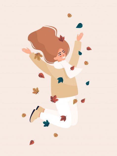 Happy blonde woman jumping and smiling with leaves. Download it at freepik.com! #Freepik #vector #leaf #woman #girl #cartoon Woman Jumping, Image Zen, Vector Leaf, Print Design Template, Doodle Characters, Halloween Flyer, Happy Cartoon, Backgrounds Aesthetic, Leaves Vector