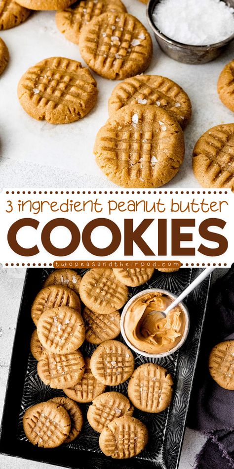 Bake 3 Ingredient Peanut Butter Cookies for a simple and delicious Christmas dessert idea! This easy recipe uses just peanut butter, sugar, and an egg. They’re gluten free, dairy free, and vegetarian, making them perfect for everyone. Enjoy these easy Christmas cookies today! Two Ingredient Peanut Butter Cookies, No Flour Peanut Butter Cookies, Sugar Free Peanut Butter Cookies, 3 Ingredient Peanut Butter Cookies, Easy Christmas Cookies, Butter Desserts, Delicious Holiday Desserts, Flourless Peanut Butter Cookies, 3 Ingredient Cookies