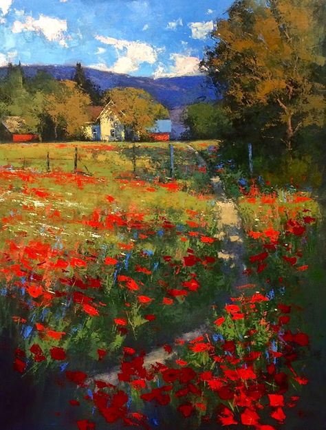 Romona Youngquist Tutt Art Romona Youngquist, Landscape Ideas Front Yard Curb Appeal, Farm Flowers, Painting Competition, Landscape Paintings Acrylic, Building Art, Painting Class, Pastel Art, Flower Farm