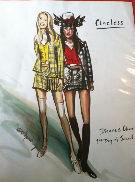 Cher And Dionne, Clueless Costume, Clueless Movie, Clueless 1995, Costume Design Sketch, Clueless Fashion, Cher Horowitz, Clueless Outfits, Movie Fashion