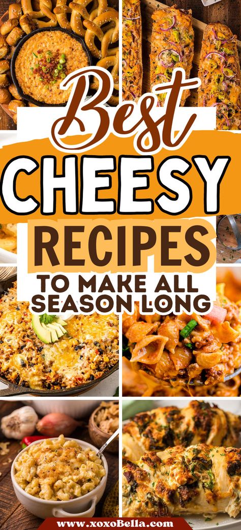 Cheesy recipes to make anytime you want Easy Cheesy Dinner Ideas, Cheesy Recipes Dinner Tonight, Easy Cheesy Dinner Recipes, Recipes Using Cheddar Cheese, Cheesy Side Dishes, Cheese Themed Party, Recipes With Cheddar Cheese, Cheesy Dinner Recipes, Recipes Using Cheese