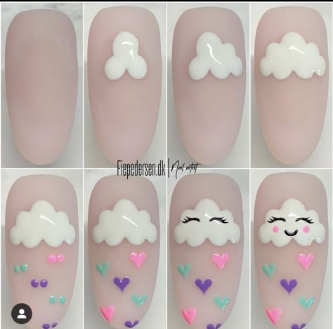 Nail Art Techniques Step By Step, Character Nail Art Step By Step, Nail Painting Tips, Cartoon Nail Designs, Nailart Tutorial, Girls Nail Designs, Animal Nail Art, Art Deco Nails, Nail Drawing