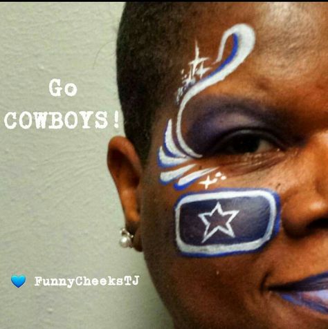 Star Face Painting, Dallas Cowboys Makeup, Game Day Face Paint, Cowboys Nails, Dallas Cowboys Nails, Dallas Cowboys Game Day, Cowboys Game Day, Cowboy Nails, Dallas Cowboys Game