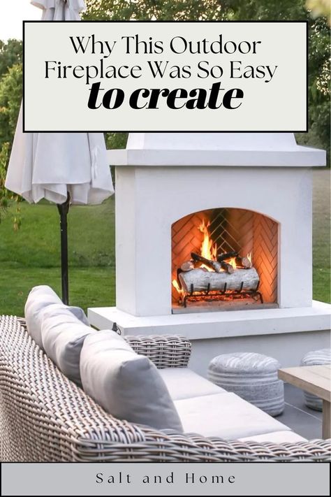 Turn your outdoor living ideas into reality with an outdoor fireplace that's truly the perfect backyard addition. Experience the joy of a beautiful fire feature that enhances both style and comfort in your outdoor space. Create unforgettable moments in your updated patio. Outdoor Living Ideas, Diy Outdoor Fireplace, Relaxing Backyard, Farmhouse Fireplace, White Fireplace, Perfect Backyard, Instagram Friends, Most Asked Questions, Fire Features