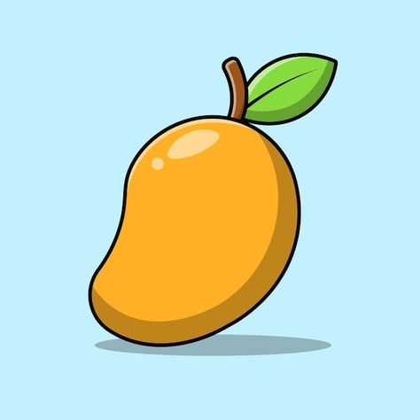 Mango Digital Art, Mango Cartoon Drawing, Cute Mango Fruit Drawing, Mango Cartoon Image, Cute Stickers Fruits, How To Draw Mango Fruit, Mango Drawings Cute, Mangoes Drawing, Cute Fruits Drawings