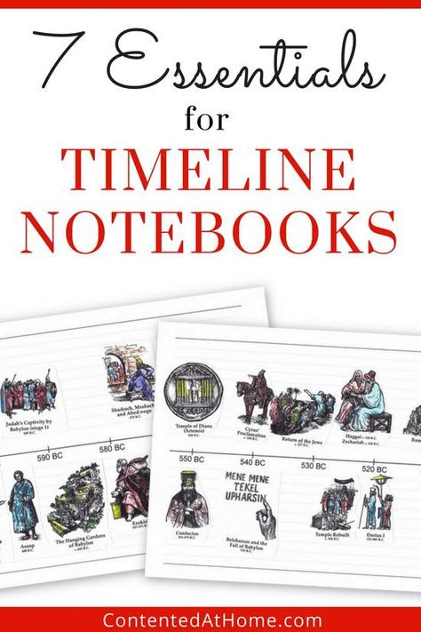 Ready to make a timeline notebook? Find out the 7 essential supplies you need to make a history timeline notebook! Don't miss the FREE printable timeline notebook pages! #homeschool History Lessons High School, American History Lessons High School, High School American History, History Notebook, High School World History, American History Homeschool, History Interactive Notebook, Make A Timeline, American History Timeline