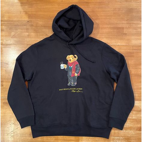 Polo Bear Hoodie, Black Teddy Bear, Polo Ralph Lauren Hoodie, Hoodie Jacket Men, Ralph Lauren Hoodie, Navy Blue Hoodie, Bear Hoodie, Polo Bear, Cotton Long Sleeve Shirt