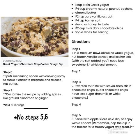 Source: www.doctoroz.com/recipe/greek-yogurt-chocolate-chip-cookie-dough-dip Greek Yogurt Cookie Dough Dip, Yogurt Cookie Dough Dip, Greek Yogurt Cookie Dough, Greek Yogurt Chocolate, Yogurt Chocolate, Cookie Dough Dip, Cookie Dough Brownies, Raw Cookie Dough, Greek Yogurt Recipes