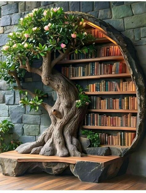 Creative Bookshelves, Fantasy Furniture, Library Room, Home Library Design, Bookshelf Design, Dream Room Inspiration, Dream House Interior, Home Library, Book Shelf