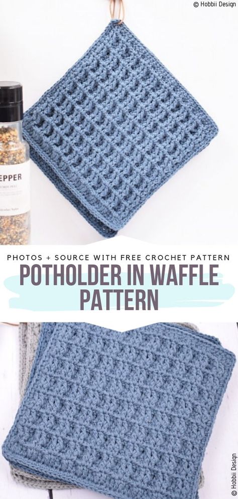 Potholder Patterns Free, Crochet Pot Holders Free Pattern, Crochet Waffle Stitch, Crochet Potholder, Crochet Potholder Patterns, Crochet Hot Pads, Crochet Chicken, Potholder Patterns, Crochet Dishcloth