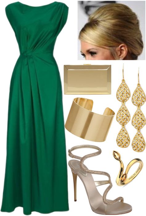 para fiesta.... Neon Prom Dresses, Polyvore Clothes, Emerald Green Dress, Below The Knee Dresses, Fest Outfits, Emerald Dresses, Dark Green Dress, Emerald Green Dresses, Grunge Dress