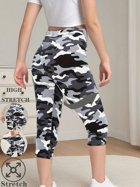 High Waisted Camouflage Leggings Multicolor Casual   Polyester Colorblock,Geometric,Tie Dye,Camo,Plants,All Over Print,Random Print Regular High Stretch All Women Clothing, size features are:Bust: ,Length: ,Sleeve Length: Camouflage Leggings, All Over Print, Women's Leggings, All Fashion, Women Clothing, Camouflage, Color Blocking, Nissan, Camo