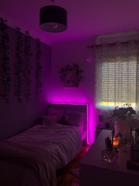 Euphoria Aesthetic Bedroom, Led Dorm Room, Purple Themed Bedroom, Euphoria Aesthetic, Room Organization Bedroom, Bedroom Sanctuary, College Dorm Room Decor, Sanctuary Bedroom, Cute Room Ideas