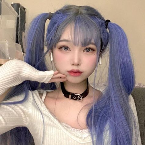 Blue Hair, Korean Girl, A Woman, Hair, Blue