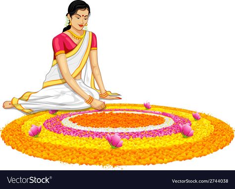 Onam Illustration Art, Rangoli Illustration, Onam Illustration, Onam Rangoli, Dj Images Wallpapers Music Wallpaper, Onam Poster, Onam Images, Easy Diwali Rangoli, Diwali Vector