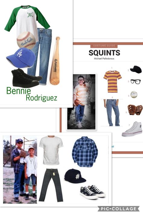 Sandlot Halloween Costumes Family, Benny Rodriguez Halloween Costume, Benny The Jet Rodriguez Outfit, Sandlot Outfits Style, The Sandlot Outfit Ideas, Benny Rodriguez Costume, Sandlot Family Halloween Costumes, Benny The Jet Rodriguez Costume, The Sandlot Halloween Costumes