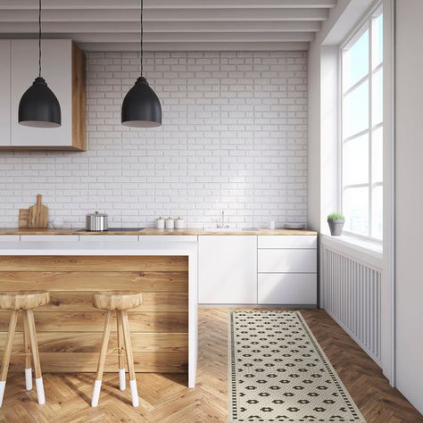 White subway tile kitchen backsplash