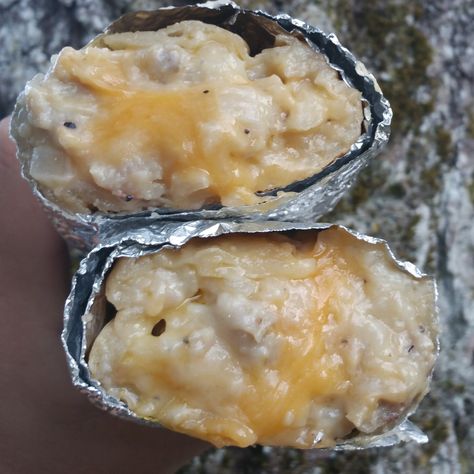 A new fun burrito concept.. I created this while camping and will be tweaking it over the next few weeks! DIRECTIONS 6 hashbrown patties 10 sausage links 1 country gravy mix 3 slices of diced large... Hashbrown Patties, Biscuit Breakfast, Crazy Food, Country Gravy, Breakfast Burrito, Sausage Links, Sausage Gravy, Biscuits And Gravy, Weird Food