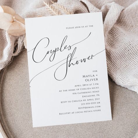 Whimsical Minimalist Script Couples Shower Invitation Couples Engagement Party, Whimsical Minimalist, Elegant Engagement Party, Couples Shower Invitation, Summer Invitation, Shower Vintage, Wedding Invitation Trends, Couple Wedding Shower, Handwritten Calligraphy