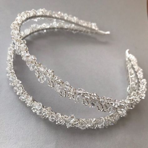 Double Headband, Crystal Bridal Headband, Bridal Hair Bands, Floral Wedding Hair, Beautiful Bridal Hair, Bead Hair Accessories, Tousled Hair, Crystal Hair Accessories, Double Wedding