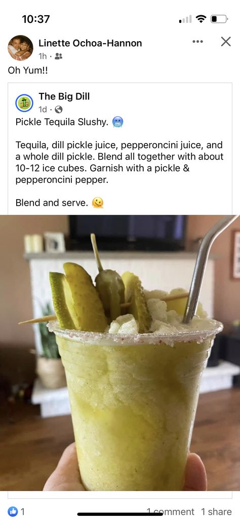 Pickled Pepperoncini, Cute Food Ideas, Slushie Recipe, Pepperoncini Peppers, Big Dill, Pop Fizz Clink, Pickle Juice, Delicious Drinks, Alcohol Drinks