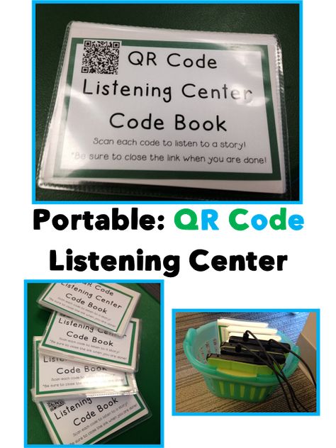 Portable QR Code Listening Center Qr Code Listening Centers, Qr Code Books, Listening Station, Listening Center, Listen To Reading, Easy Listening Music, Book Displays, Second Grade Teacher, Library Lessons