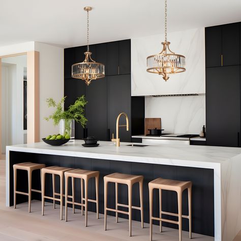 with crystal accents. #kitchen #chandelier #modern Modern Island Lights, Large Light Fixtures, Kitchen Cabinets European Style, Kitchen Colour Combination, Modular Kitchen Cabinets, Home Interior Design Ideas, Open Kitchen And Living Room, Chandelier For Dining Room, Transitional Decor Living Room