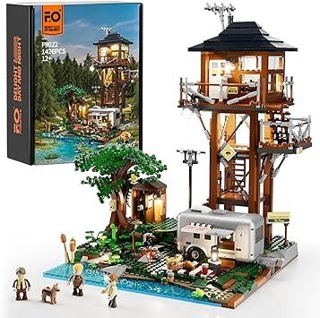 Amazon.com: FUNWHOLE Lookout Campground Lighting Building-Bricks Set - Retro Wild Lookout Tower Camping Car and Family Minifigures LED Light Building Set 1426 Pcs for Adults and Teen : Toys & Games Firewatch Tower, Retro Cabin, Car Family, Outdoor Toilet, Lookout Tower, Tent Site, Hunting Cabin, Lego House, Light Building