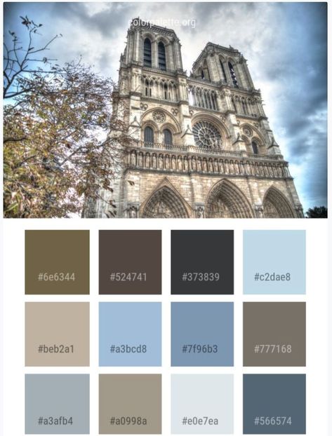 Here is just a glimspe of the Gothic Style color palette. The style also included lots of blacks, golds, and coppers. Gothic Color Palette, Color Scenes, Architecture Cathedral, Website Color Palette, Colors Inspiration, Color Design Inspiration, Medieval Architecture, Concrete Crafts, Architecture Poster