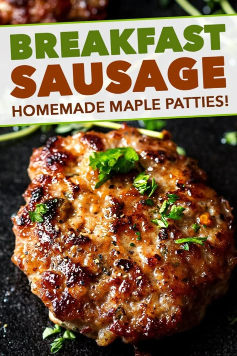 Homemade Sausage Patties, Big Sausage, Freeze Breakfast, Maple Breakfast Sausage, Maple Turkey, Homemade Breakfast Sausage Recipe, Homemade Turkey Sausage, Pork Patties, Maple Breakfast