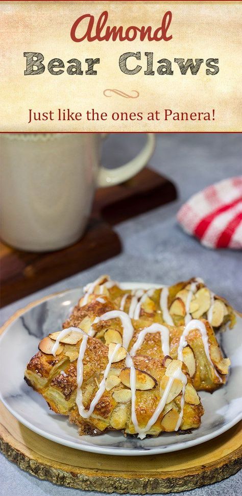 Filled with almond paste and topped with sliced almonds, these Almond Bear Claws are a fun and tasty breakfast treat! Bear Claw Recipe, Breakfast Pastry Recipes, Breakfast Brunch Party, Brunch Party Ideas, Breakfast Pastry, Fun Breakfast, Pastry Recipe, Baked With Love, Almond Paste