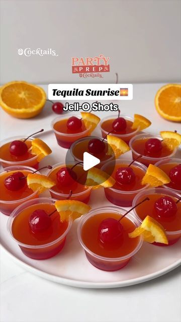 186K views · 17K likes | Cocktails (21+ to follow) on Instagram: "Bright & boozy, these Tequila Sunrise Jell-O Shots are a colorful way to celebrate!🌅 They’re guaranteed to be a crowd pleaser at your next event!🤩 Tag a friend that loves Jell-O shots!🌅 #tequilasunrisejelloshots #tequila #sunrise #jello #shots #tequilasunrise #jelloshots #orange #cherry #partyideas #hosting #party #boozy #summer #summerideas Ingredients: -3 oz. cherry Jell-O mix -1 cup boiling water -1/2 cup tequila -1/2 cup grenadine -3 oz. orange Jell-O mix -1 cup boiling water -1/2 cup orange juice -1/2 cup tequila -sliced oranges & maraschino cherries" Tequila Sunrise Jello Shots Recipes, Tequila Sunrise Jello Shots, Tequila Sunset, Tequila Jello Shots, Adult Snacks, Fruity Alcohol Drinks, Cocktail Shots, Boozy Brunch, Jello Shot Recipes