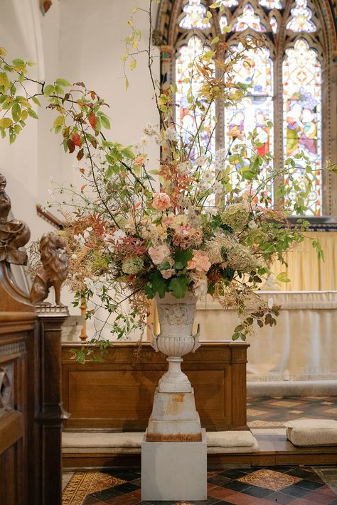 Elegant Autumn Wedding, Wilderness Reserve, Urn Arrangements, Wedding Church Decor, Church Wedding Flowers, Flower Urn, Church Wedding Decorations, Church Flower Arrangements, Flower Installation