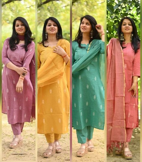 Kurta Makeup Look, Straight Fit Kurti Designs, Plain Silk Kurti Designs Latest, Plain Kurti Designs Latest Fashion, Silk Kurti Designs Latest, Kurti Designs Latest Fashion, Chudidhar Models For Stitching, Salwar Styles, Straight Kurti Designs