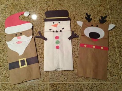 Christmas puppets/Crafts Paper bag/puppets/titeres/ navidad Paper Bag Crafts, Paper Bag Puppets, Reindeer Craft, Preschool Christmas Crafts, Santa Crafts, Christmas Kindergarten, Christmas Paper Crafts, Kids Projects, Daycare Crafts