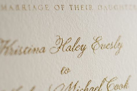 Golden ink thermographed on the wedding card... Thermography Wedding Invitation, Classic Wedding Invitations Elegant, Thermography Printing, Calligraphy Wedding Stationery, Modern Classic Wedding Invitations, Bon Apetit, Traditional Wedding Invitations, Wedding Invitation Inspiration, Top Diy