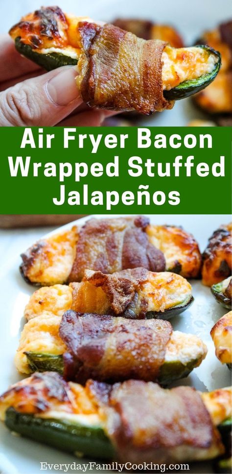 Air Fryer Appetizers, Bacon Wrapped Stuffed Jalapenos, Gluten Free Veggies, Stuffed Jalapenos, Air Fryer Bacon, Bacon Wrapped Jalapeno Poppers, The Best Air Fryer, Bacon Wrapped Jalapenos, Best Air Fryer