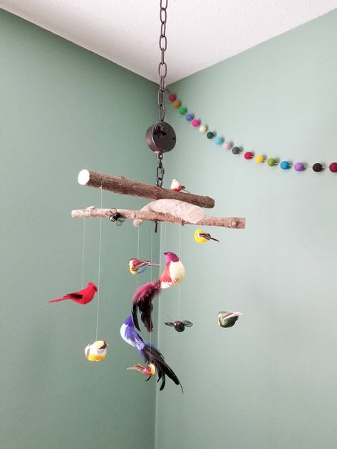 DIY Baby Mobile | How to Make a DIY Bird Mobile Diy Bird Mobile Nursery, Bird Bedroom Ideas, Toddler Boy Room Diy, Toddler Room Ideas, Room Ideas Diy, Bird Bedroom, Bird Room, Boys Room Diy, Diy Nursery Mobile