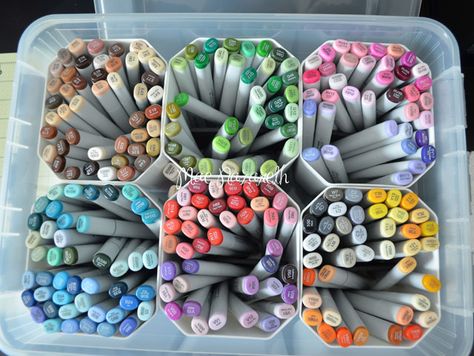 Marker Art Aesthetic, Copic Marker Storage, Art Supply Storage Ideas, Art Supply Storage, Studying Stationary, Supply Organization, Crafts Storage, Sharpie Permanent Markers, Arts And Crafts Storage