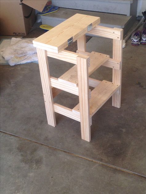 3 Step Stool, Stool With Storage, Wood Chair Diy, Diy Office Decor, Kitchen Step Stool, Workbench Plans Diy, Wooden Step Stool, Furniture Design Sketches, Woodworking Inspiration