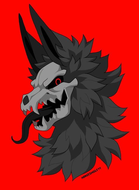 Skull Dog Drawing Base, Small Creature Design, Skulldog Base, Skull Dog Drawing, Hell Hound Oc, Wolf With Horns, Skulldog Art, Hellhound Art, Skull Dog Art