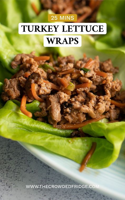 Turkey Lettuce Wraps Healthy, Ground Turkey Lettuce Wraps, Turkey Wrap Recipes, Asian Turkey Lettuce Wraps, Seasoned Turkey, Pf Changs Lettuce Wraps, Turkey Wrap, Easy Lettuce Wraps, Lettuce Wraps Healthy