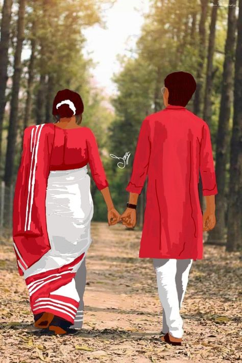 Indian Couple Cartoon Images, Marriage Cartoon Couple, Bengali Couple Illustration Drawing, Bengali Couple Sketch, Indian Couple Drawing Art, Indian Couple Drawing, Indian Couple Cartoon, Indian Couple Painting, Indian Couple Illustration