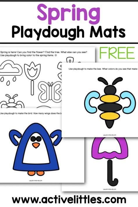 Spring Play Dough Mats Free Printable - Active Littles Play Doh Mats Free, Playdoh Printables, Spring Play Dough, Playdough Mats Printable, Rainbow Playdough, Play Doh Mats, Play Doh Fun, Playdoh Mats, Play Dough Mats