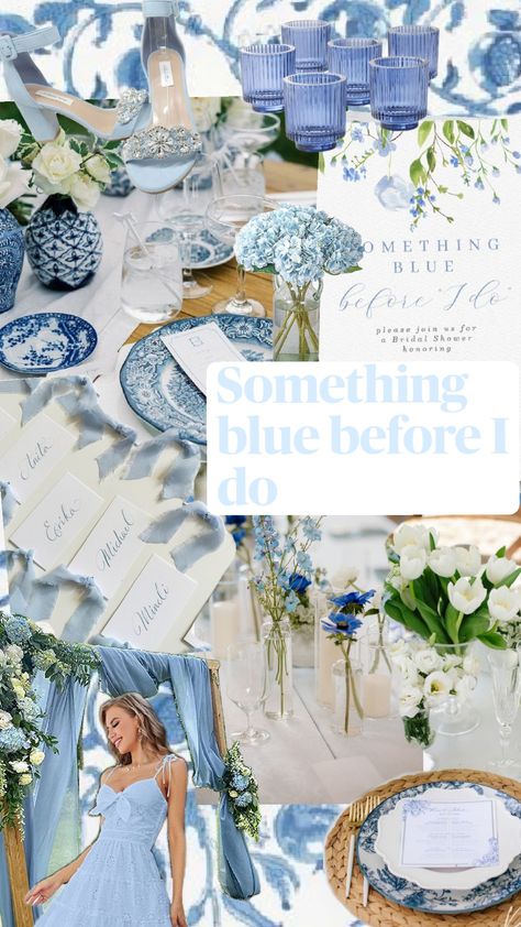 Bridal Shower Theme! Something Blue Before I Do Blue Bridal Shower Decorations, Blue Bridal Shower Themes, Bridal Shower Inspo, Bridal Theme, Something Blue Bridal, White Bridal Shower, Blue Bridal Shower, Bridal Shower Inspiration, Bridal Luncheon