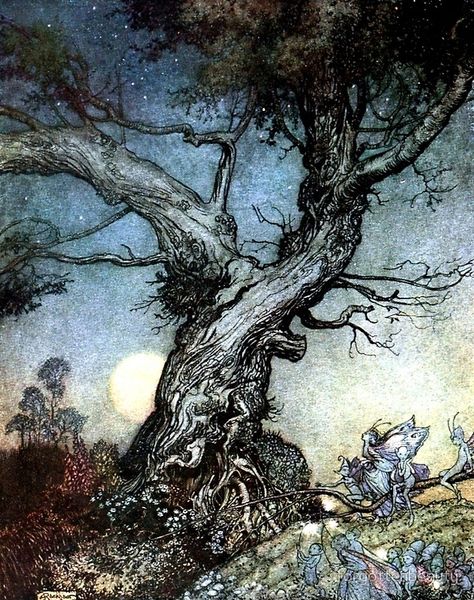 Fairy Folk Tree - Imagina - Arthur Rackham 동화 삽화, Arthur Rackham, Fairytale Illustration, Forest Spirit, Spirited Art, Illustration Vintage, Fairytale Art, Arte Inspo, Art Et Illustration