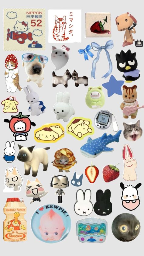 Cute Stickers Printable Sanrio, Stickers On Phone, Sticker Collage, Printable Sticker Sheets, Iphone Stickers, Scrapbook Printing, Digi Scrapbooking, Iphone Case Stickers, Collage Phone Case