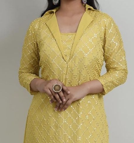 Kurti Designs Latest Collar Neck, Colar Kurti Designs Latest, Colar Neck Kurti, Collar Neck Designs For Kurti, Boat Neck Designs, Collar Kurti Design, Cotton Suit Designs, Collar Kurta, Neck Lines